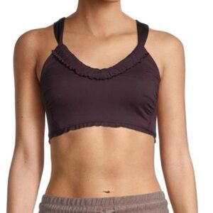 FREE PEOPLE ​Movement Down The Line Ruffle-Trim Brown Sports Bra Women’s Size XS